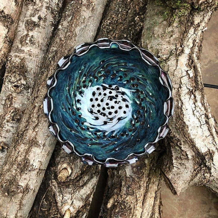 Wheel Thrown & Hand Carved Berry Bowl